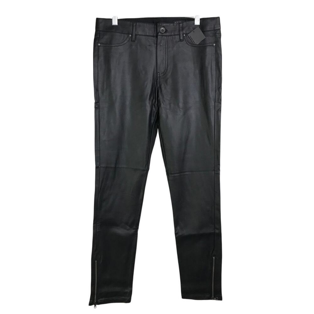 Club Monaco Leather Pants Womens Size 30 Black Joy 5 Pocket Ankle Zip‎ Ankle NWT